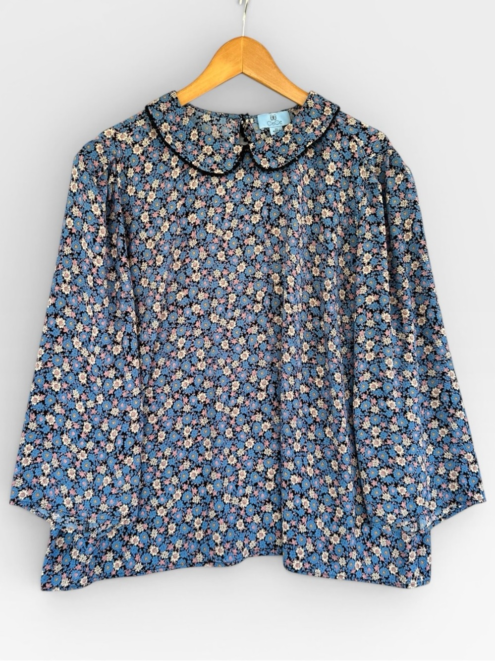 Cottagecore Blue Floral Peter Pan Blouse